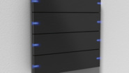 Bild 3: Die LED zur Statusanzeige gibt es mit acht Farbeinstellungen, abgebildet ist der Gira Tastsensor 4 Aluminium Schwarz mit LED Blau