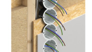 Bild 5: Bei einer F30-B-Wand in Holzbauweise können die Brandschutzdosen HWD 90 sogar als Fünffach-Kombination ausgeführt werden.